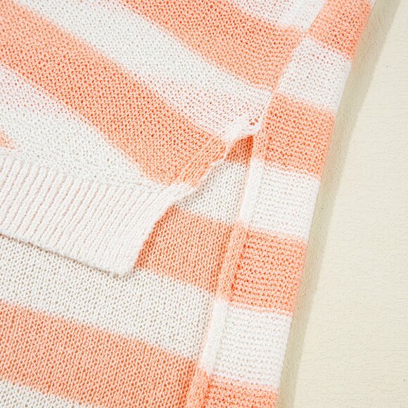 B270 Beige USA Flag Notched Neckline Loose Knit Vest - Picture 13 of 15